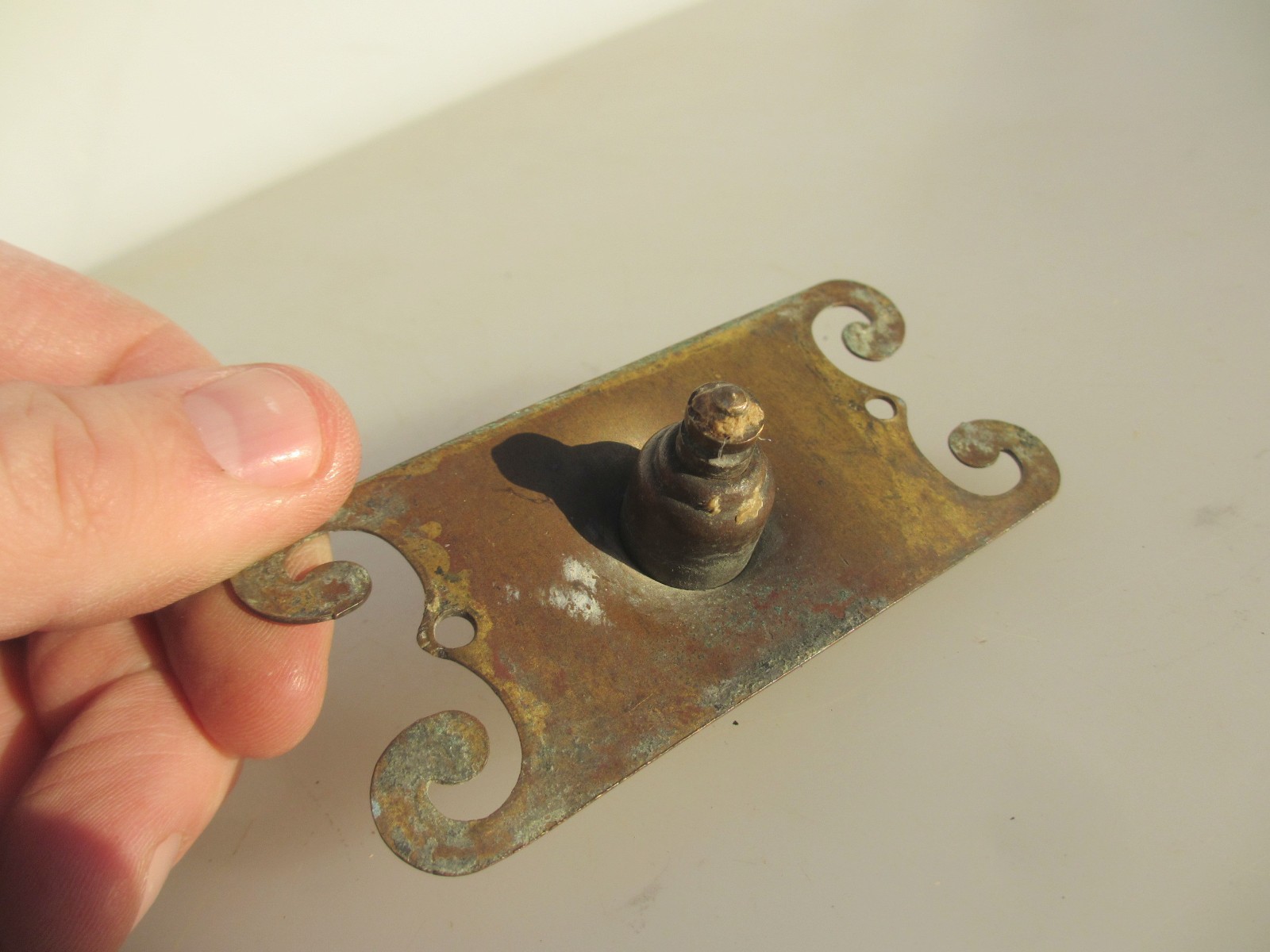 Antique Brass Doorbell Door Bell Button Old Victorian Spirals Vintage