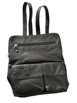 Chaos Leather Collection Backpack Purse Tote Bag Genuine Black Leather Pockets
