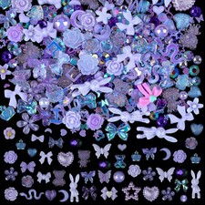 100 Pieces 3D Resin Butterfly Bear Nail Charms Rose Flower Peach Skirt Bow Deer