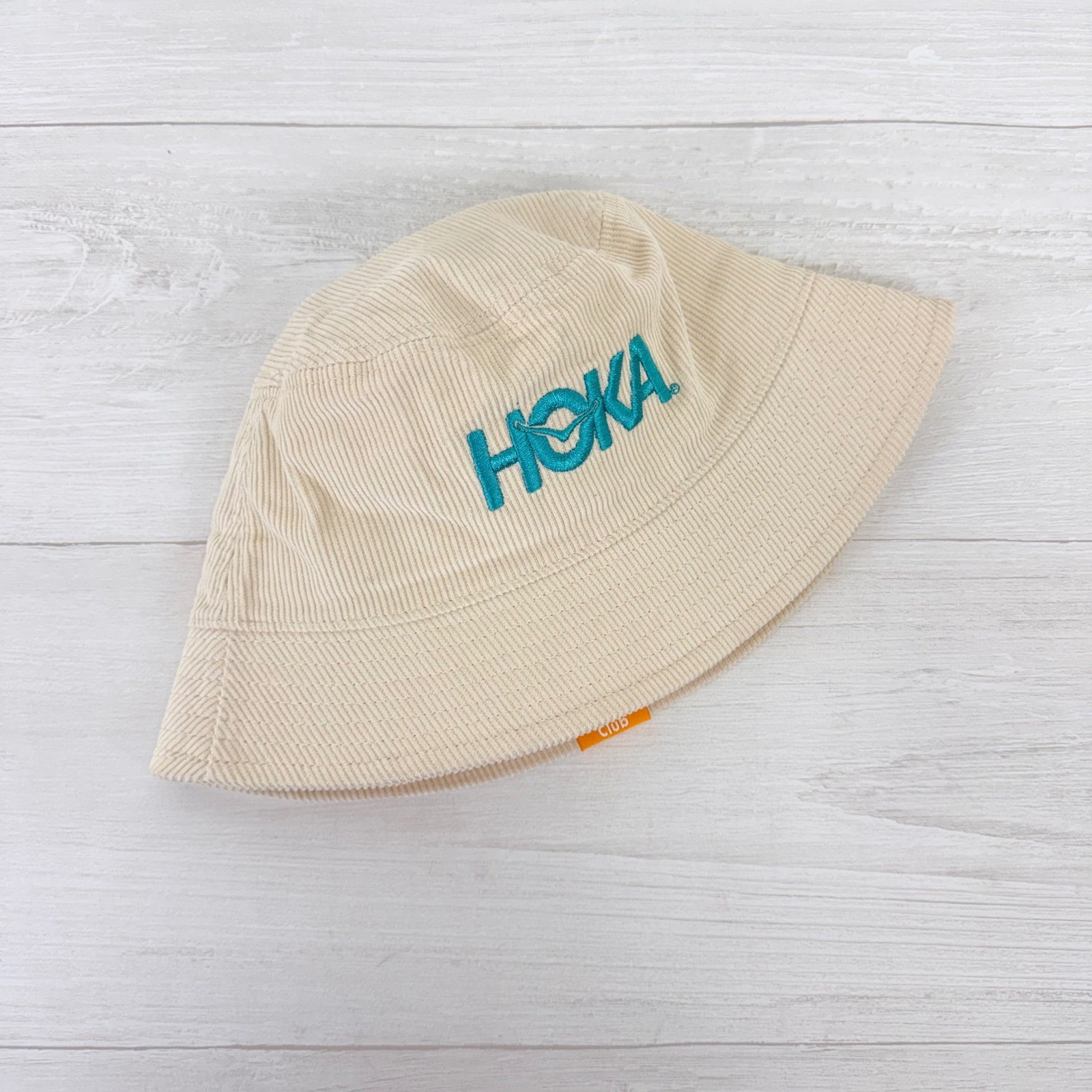 Hoka Bucket Hat Corduroy Beige Teal Logo Summer Mile Club Unisex thumbnail 3