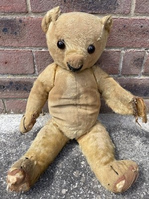 Antik Vintage Vorkrieg Tschad Valley Pfau Geschäfte Teddybär mit Etikett 1931 ~ TLC