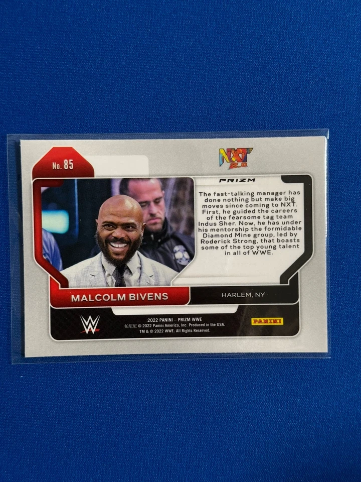 MALCOM BIVENS 2022 PANINI PRIZM WWE WHITE SPARKLE SP SSP #85 - Image 2 of 2
