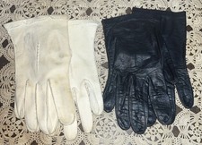 A Pair Vintage Gloves Kid Leather/Cloth
