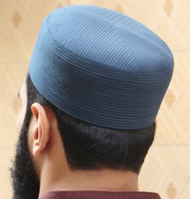 Men's Premium Cap Islamic Turban Muslim Hat Kufi - Teal Blue