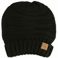 Winter Beanie Knit Thick Cap Hat Unisex Men  Women Solid Color Black