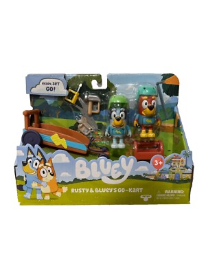 BLUEY RUSTY & BLUEY'S GO-KART W/ 3'' Action Figures & Accessories Age 3+ Go Cart