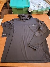 Habit Solar Factor 40 Performance Men's MEDIUM L/S Black Hooded Shirt EUC. GB29