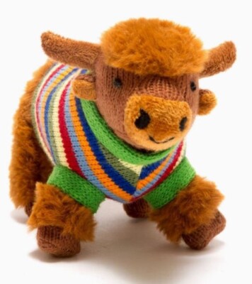 Best Years Kuh Stofftier, Regenbogen Pullover, geeignet ab Geburt - OFFENER KARTON