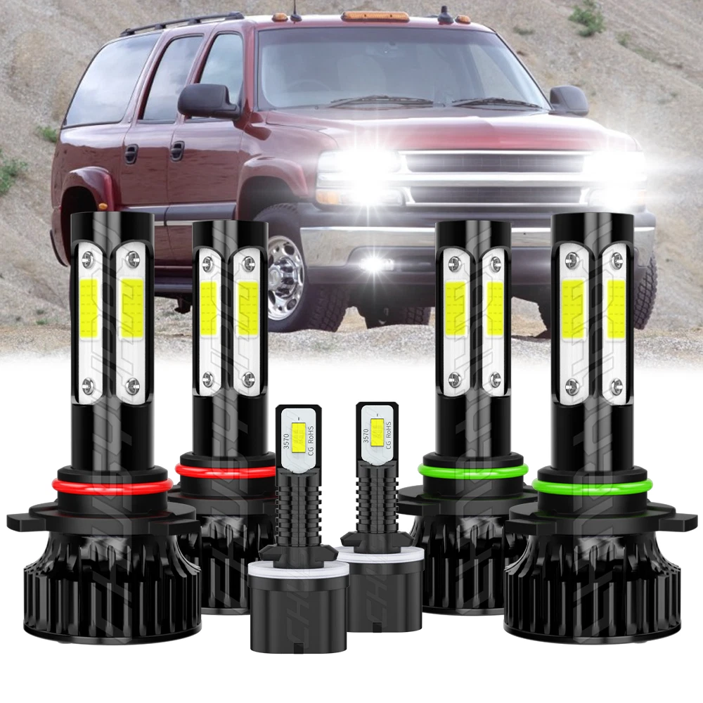 For Tahoe 2001-2006 6pcs LED Headlight High Low beam Fog Light Bulbs Combo 6000k