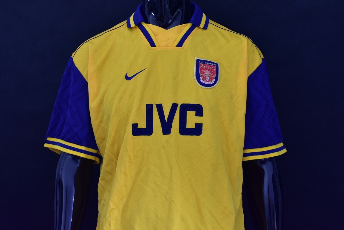 1996-98 GUNNERS NIKE Arsenal Away Shirt SS YELLOW SIZE XL (adults