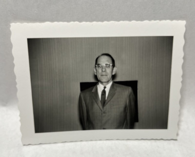 Vintage Black & White Photograph Image 3.75 x 2.75 Inch Man Headshot Business