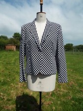 Gently Tailored Black & White Spot Jacket Blazer Lined Artigiano Uk 20 Worn Once
