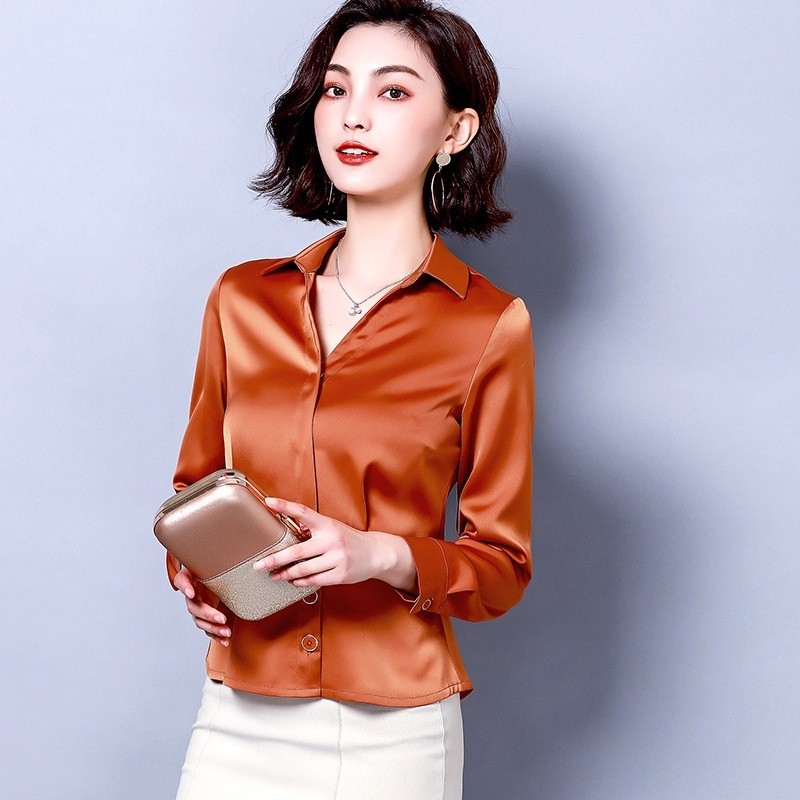 orange satin blouse