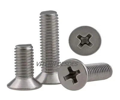 VITI M3 M4 M5 M6 IN ACCIAIO INOX PERNI TESTA SVASATA PIANA IMPRONTA CROCE DIN965