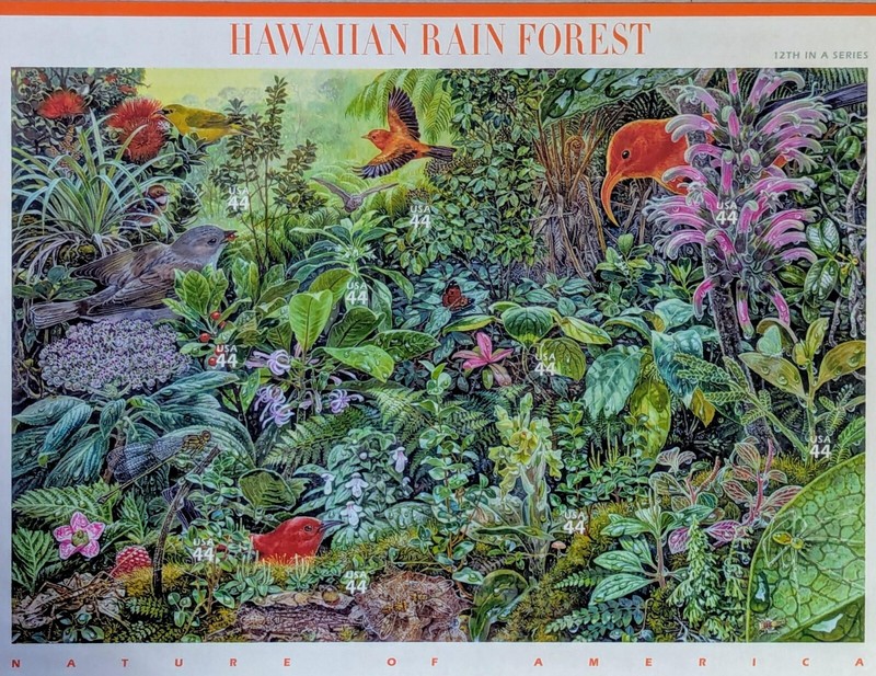 Hawaiian Rain Forest Stamp Sheet, Mint NH, Scott #4474, Ten 44-cent US Stamps
