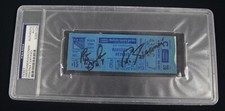 Ed Giacomin & Ron Greschner Dual Signed 1977 New York Rangers Ticket PSA/DNA