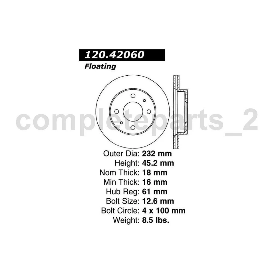 2 Front Brake Rotors Fits Nissan 200SX 1.6L Nissan Lucino 1.6L - Image 4 of 4