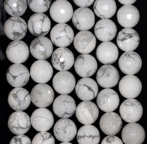 8 MM TÜRKIS HOWLITH EDELSTEIN FACETTIERT RUND LOSE PERLEN 7 ZOLL - Bild 1 von 4