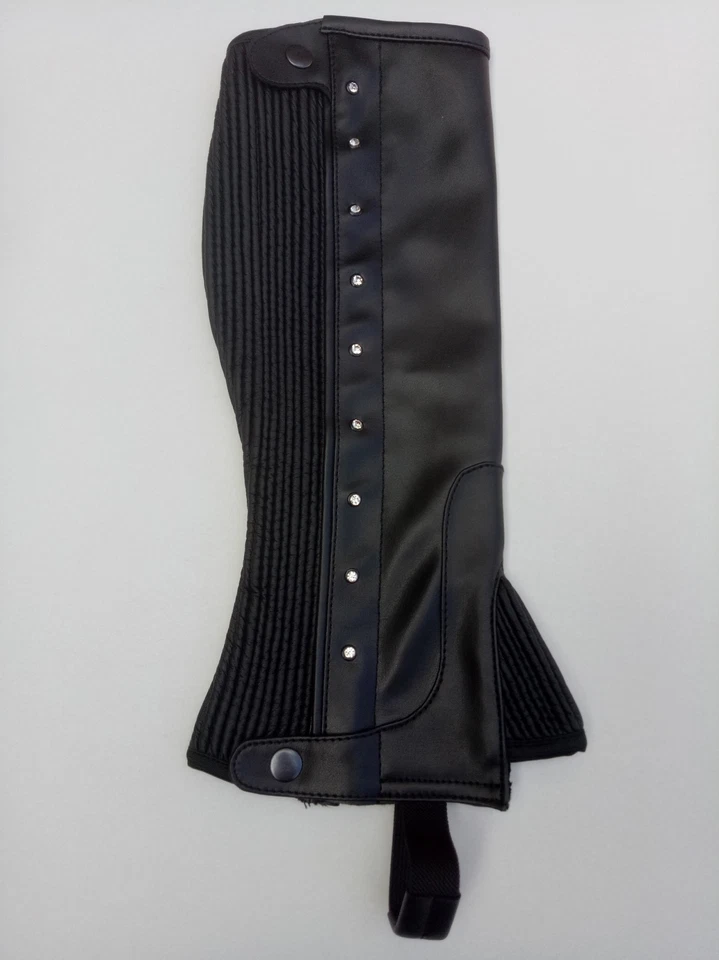 REITEN DAMEN HERREN KUNSTLEDER HALBE CHAPS / GAMASCHE MIT KRISTALLEN
