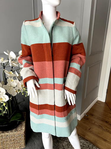 See By Chloe Coat  Striped Wool Cotton Blend Jacket UK 10 - Picture 1 of 13