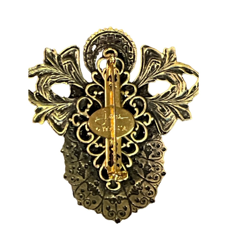Vintage Jane Angel Pin Signed 1997 Gold Tone Faux Pearl Gem2 1 4 X 2 1 vintage-jane-angel-pin-signed-1997-gold-tone-faux-pearl-gem2-1-4-x-2-1