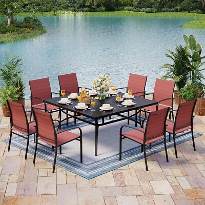 9 Piece Patio Dining Sets Outdoor Furniture Table Chairs Set for Garden Party