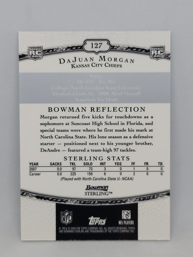 2008 Topps Bowman Sterling Red DaJuan Sterling RC Auto SP KANSAS CITY CHIEFS - Picture 2 of 3