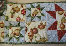 Trim the Tree Table Runner or Dresser Scarf, Reversible, Handcrafted