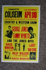 George Jones and Tammy Wynette Concert Poster 1964  Charlotte Coliseum--
