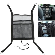 3-Layer Car Mesh Organizer Bag Seat Back Cargo Net 4 Hooks Seat Storage Holder