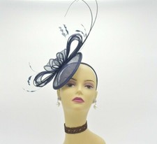 SF542 Navy Kentucky Derby Church Wedding Tea Party Sinamay Fascinator Cocktail