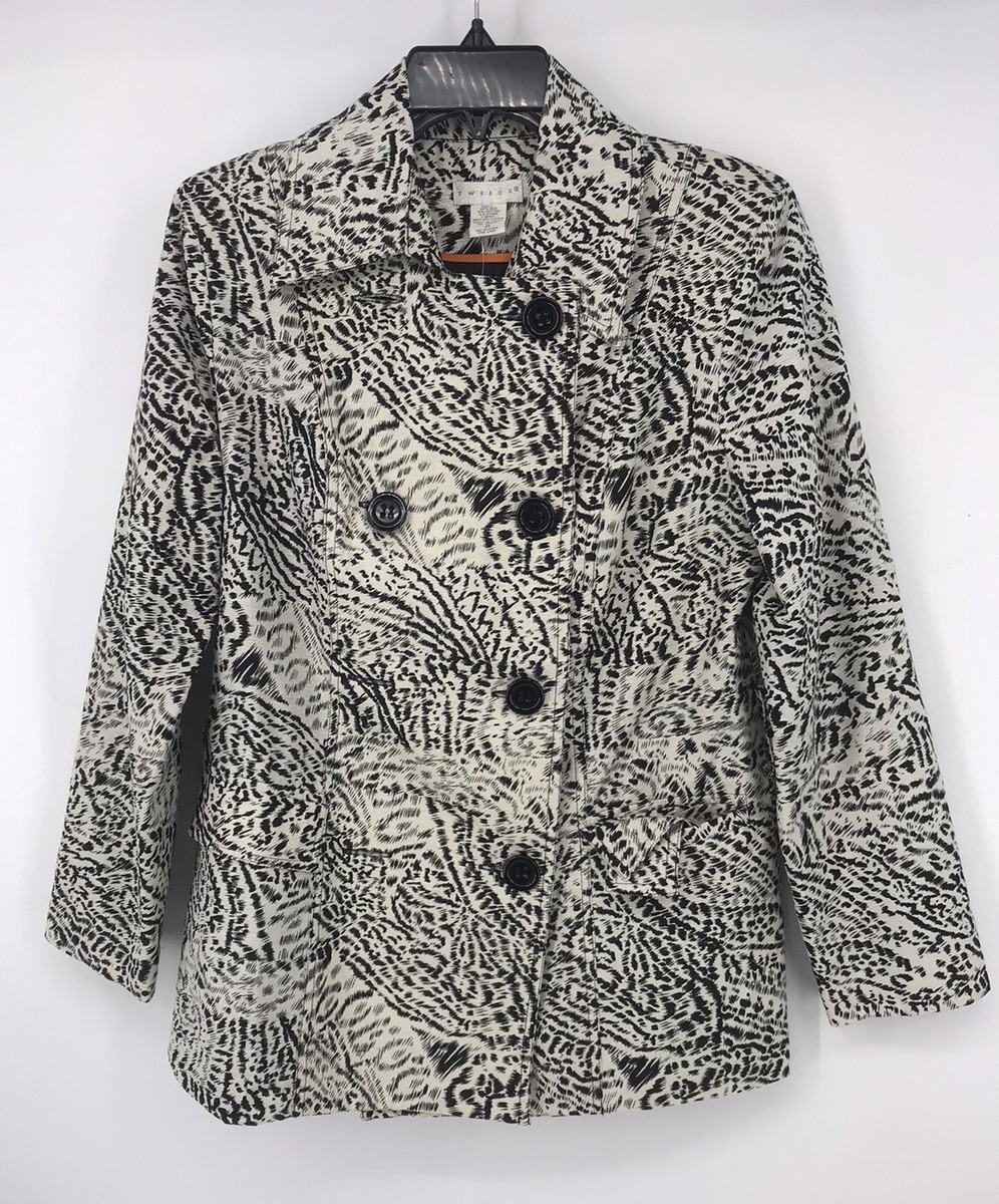 Tweeds Brand Jacket Silk Blend Cream Animal Print Womens Size