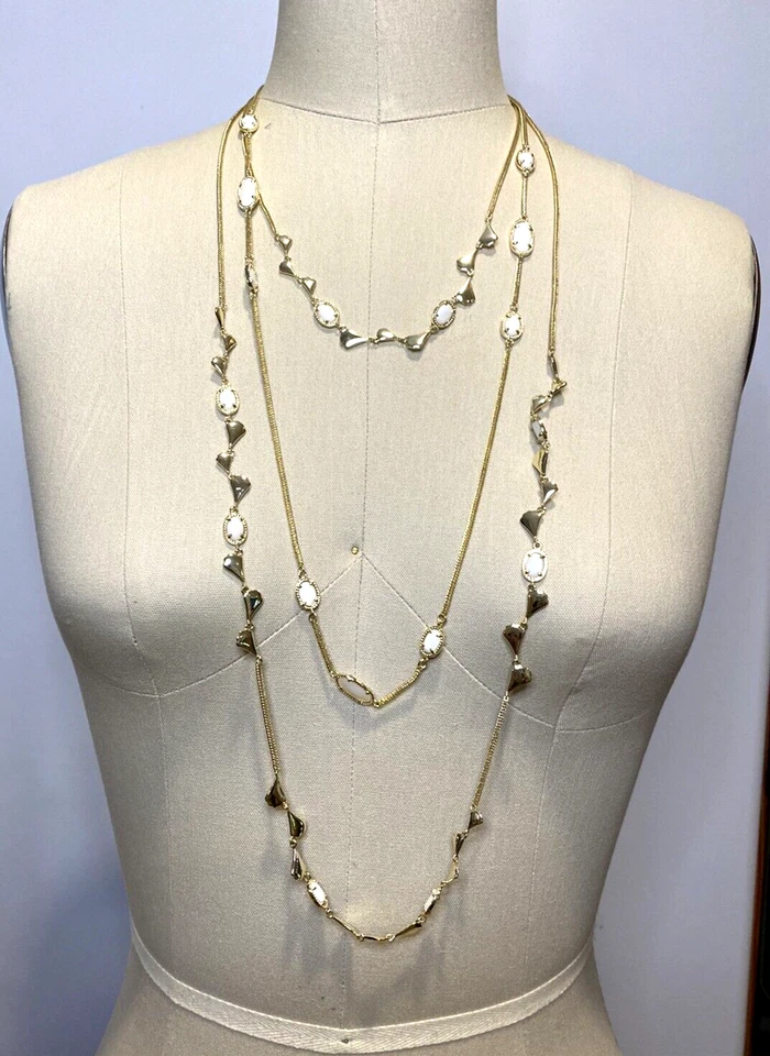 Kendra Scott Adrienne Collar Multicapa Madreperla Marfil Blanco Tono Oro