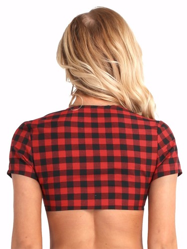 AU Women's School Girl Uniform Short Sleeve Shirt with Plaid Skirt and Tie Set - Picture 51 of 76