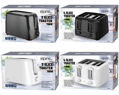 2/4 Scheiben Brot Toaster 6 Ebenen Bräunungssteuerung abnehmbare Krümelschublade Cool Touch