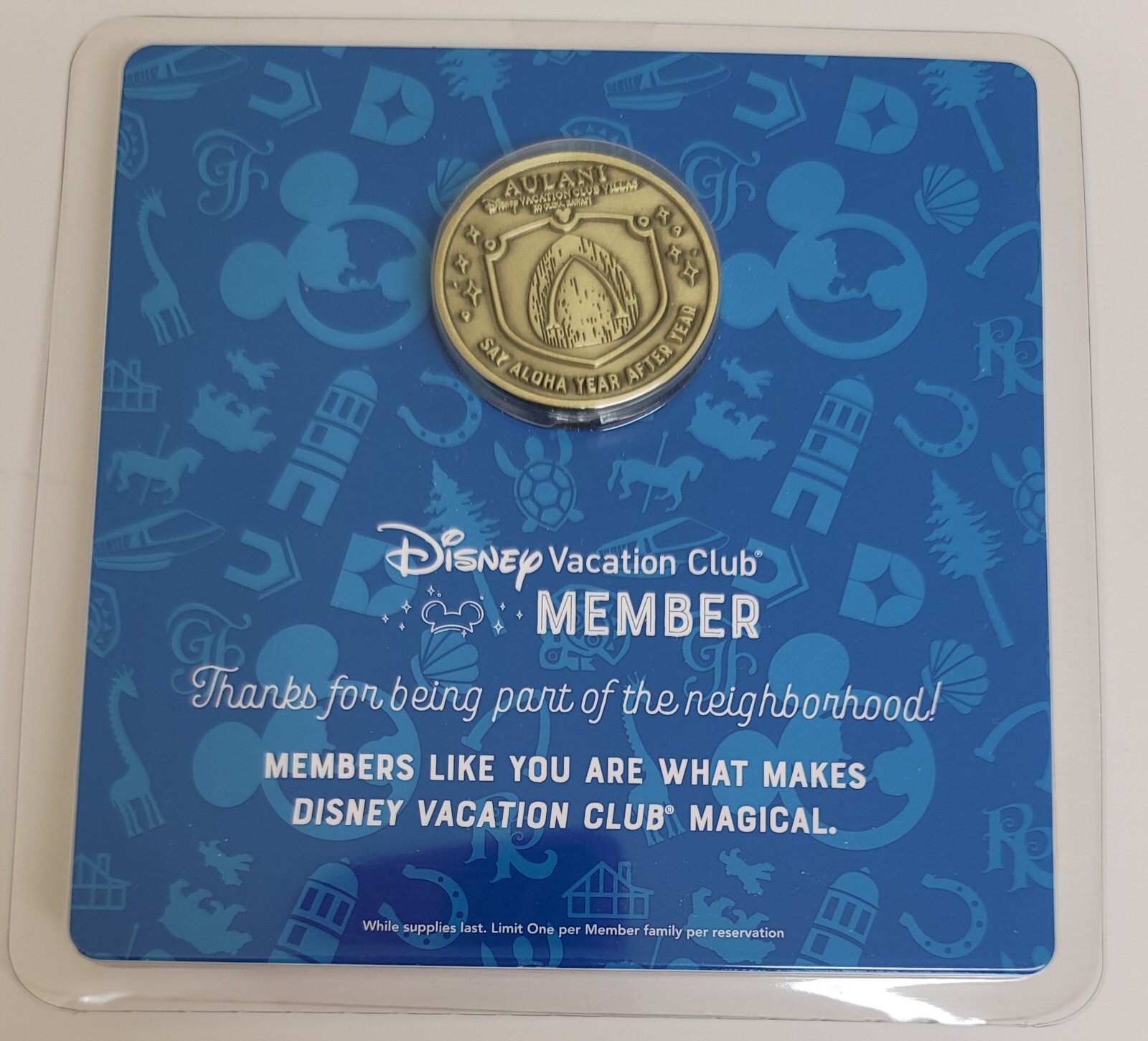 NEW DVC AULANI medallion coin sealed pkg - Disney Vacation Club collectible