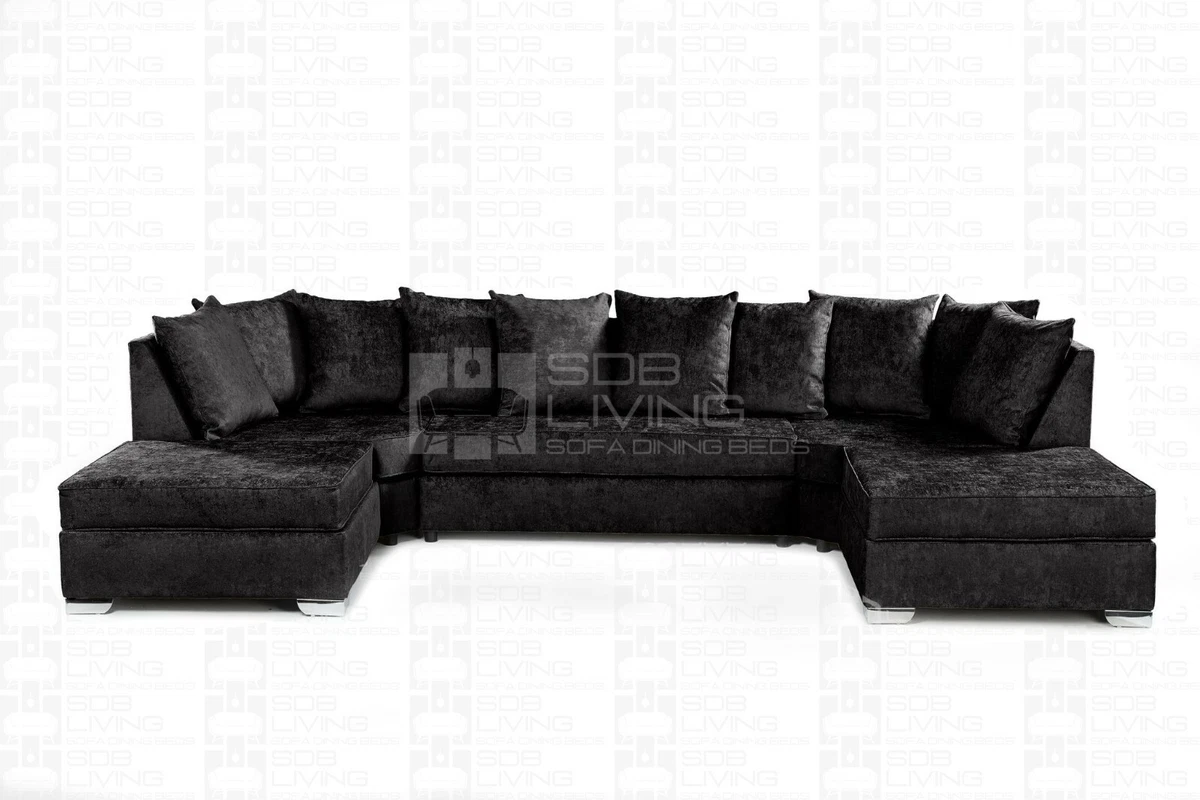 Crushed velvet online u shaped sofa