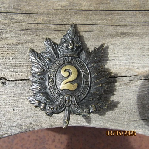 Pre WW1 Canada Canadian Military Hat Cap Pin Badge 2nd Queens Own Rifles Pin bac