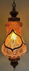 Pair of Vintage Mid Century Hollywood Regency Amber Glass Swag Lamps — photo 7
