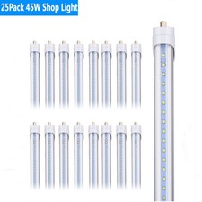 25 Pack 8FT Led Shop Light 45W Bulbs,Led Tube Light FA8 T8 T12 Single Pin 5000K