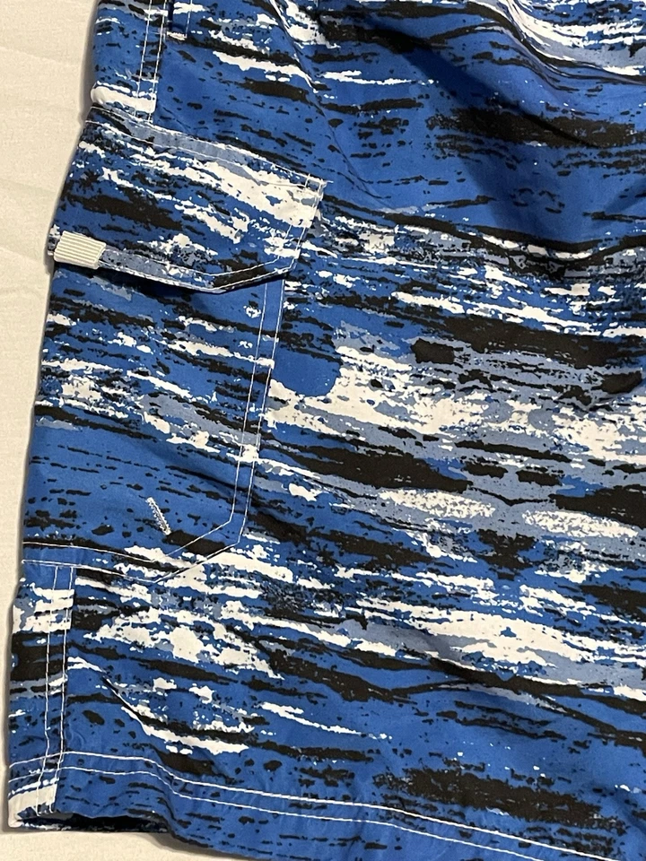 Pantalones Cortos de Natación NBN Gear Para Hombre XL Azul Blanco Cintura Ajustable. Bolsillos. Usado en excelente estado Foto 3 de 4
