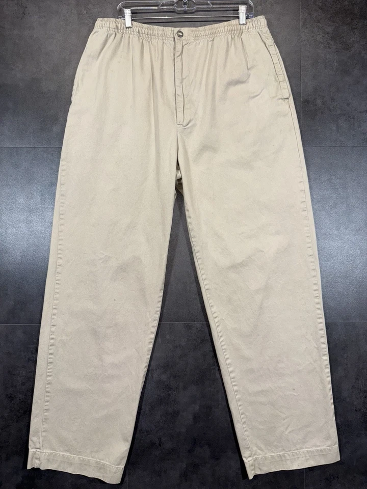 Vtg Polo Ralph Lauren Mens Pants Pockets Zip Stretch Drawstring Khaki Size XXL - Image 2 of 4