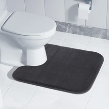 Black U-Shaped Toilet Bath Mat 40*50cm Soft Water Absorption  Non-Slip Contour