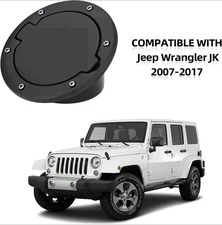 Fuel Filler Gas Door Tank Black Gas Cover Cap for Jeep Wrangler JK 2007-2017