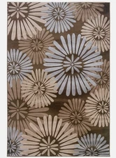 Linon MN1081 Milan Collection Perth Brown 8 ft. x 10 ft. Floral Pattern Area Rug