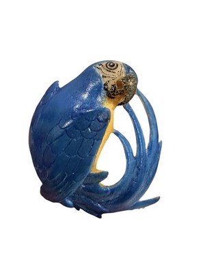Hand Sculpted Painted Hyacinth Macaw Parrot Pendant Artist Signed Resin