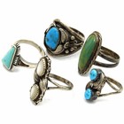 Southwest Signed Turquoise Mother Of Pearl Size 4.5-9.75 Rings Lot of 5 #S5483-3 — photo 2