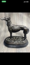 19th century large BRONZE sculpture GREYHOUND WHIPPET signed (Pierre-Jules) MENE