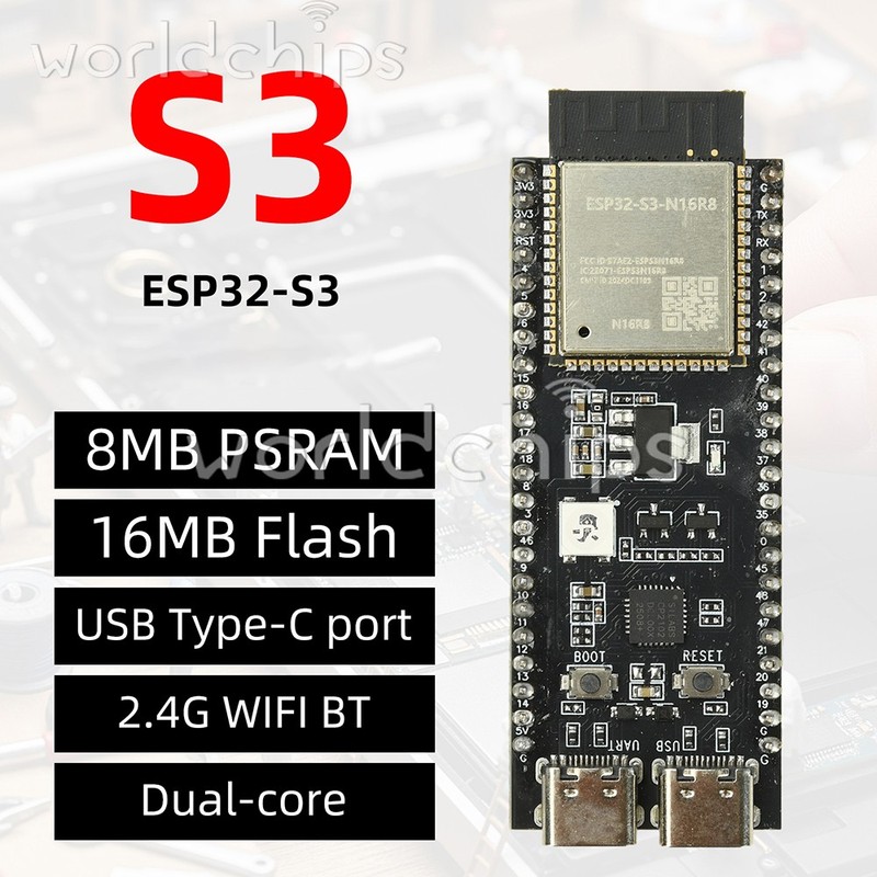 ESP32-S3-DvKitC-1 WiFi Bluetooth Development Board CP2102 ESP32-S3-N16R8 44Pin