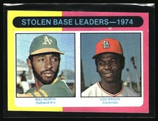 1975 Topps #309 1974 Stolen Base Leaders (Bill North / Lou Brock)